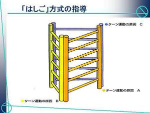 理写真:理論研修講演 市野聖治氏スライド はしご方式の導入